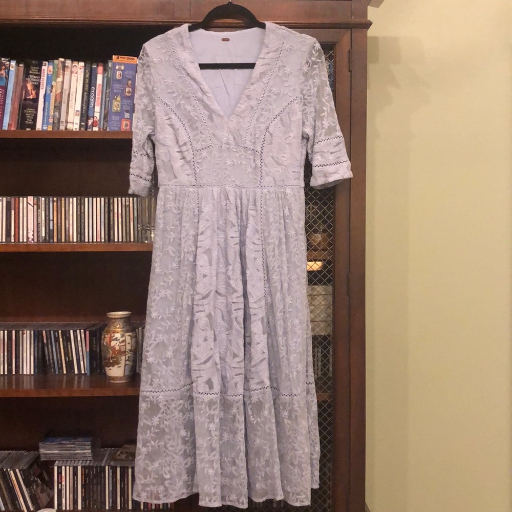 Free People blue lace midi dress M